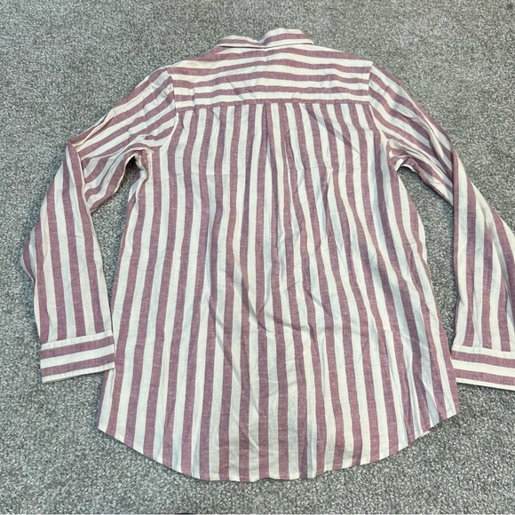 Marine Layer shirt womens small Rudy Button Down Pink White stripe hemp blend - Picture 6 of 7